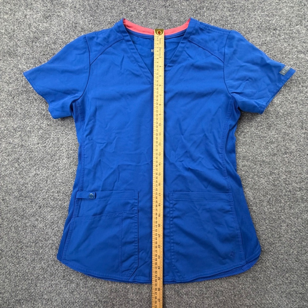 Med Couture Touch Scrub Top Royal Blue Women's Size S Stretch Medical Uniform - Picture 5 of 10